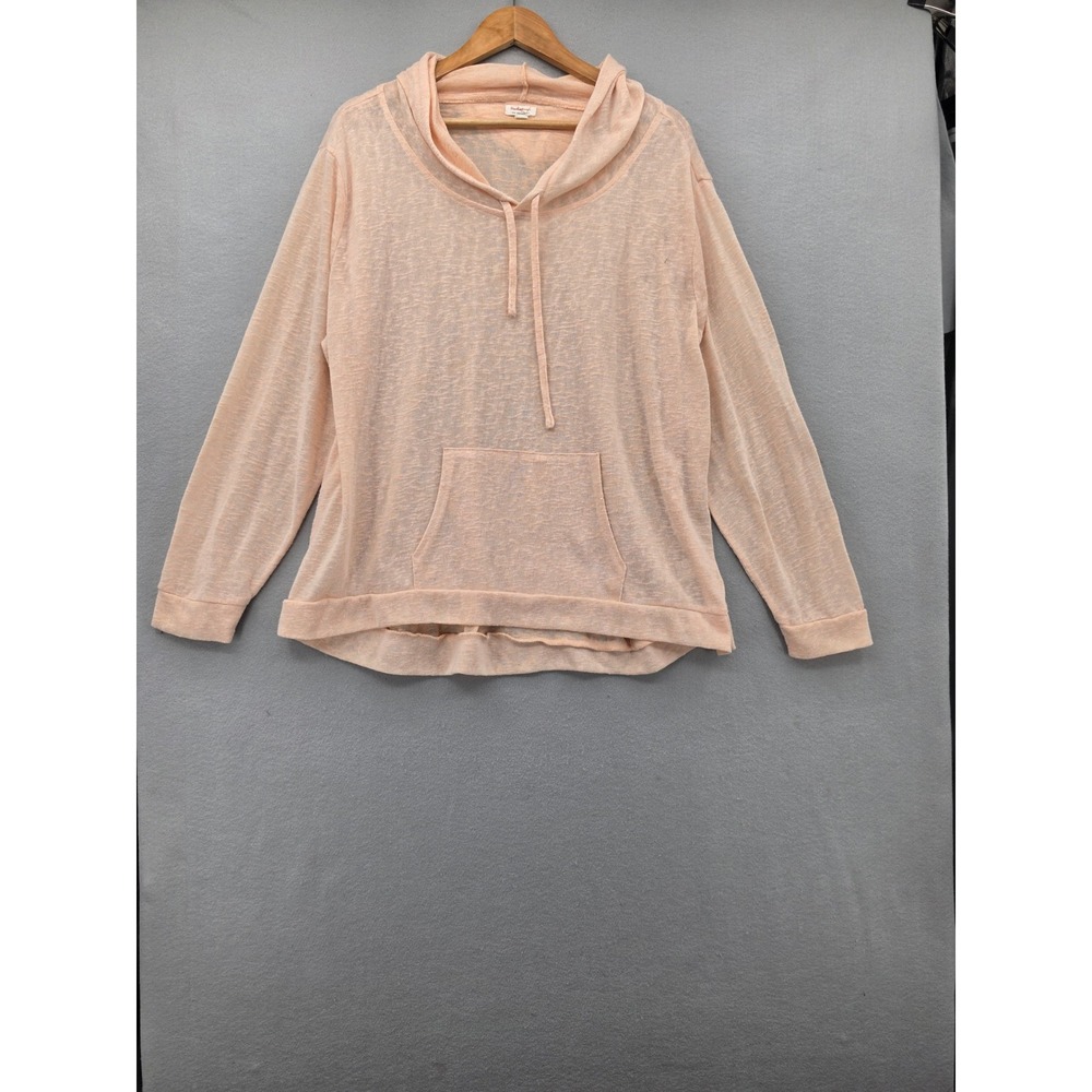 Weatherproof Vintage Peach Lightweight Knit Hoodie Pullover XXL Sheer Beach Top
